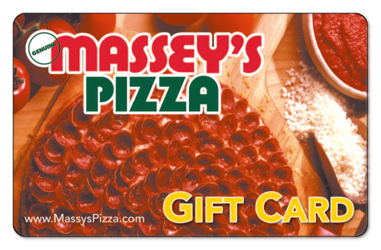 massey's pizza logo on a picture of a pizza being prepared